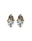 Jumelle Aquamarine + Rose Cut Diamond Studs Andrea Bonelli Jewelry 14k Yellow Gold