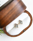 Jumelle Aquamarine + Rose Cut Diamond Studs Andrea Bonelli Jewelry