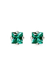 Princess Cut Emerald Studs Andrea Bonelli Jewelry 14k White Gold