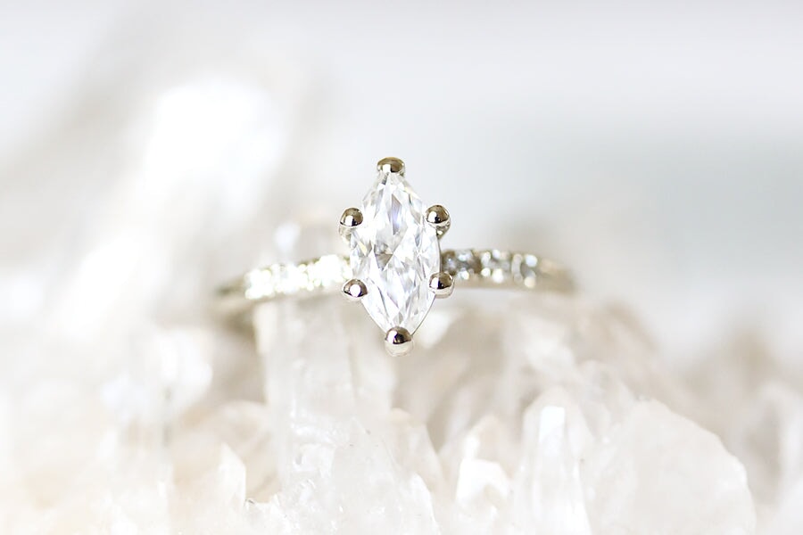 Tryst Marquise Moissanite Ring Andrea Bonelli Jewelry 