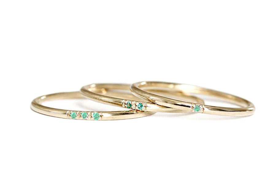 Slim Stacking Emerald Ring Set
