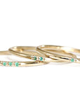 Slim Stacking Emerald Ring Set Andrea Bonelli 14k Yellow Gold