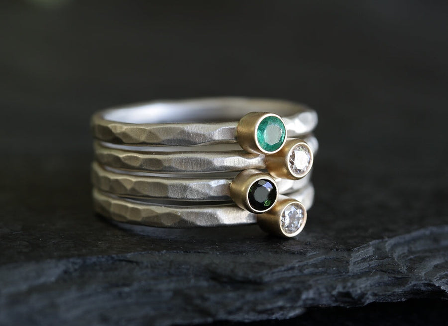 Gemstone and Diamond Stacking Rings Andrea Bonelli Jewelry 