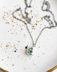Mixed Metals Faceted Pebble + Emerald Necklace Andrea Bonelli