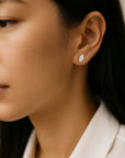 Silver Marquise Diamond Leaf Studs Andrea Bonelli Jewelry
