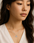Silver Diamond Doublet Leaf Necklace