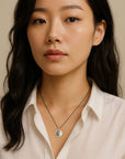 Silver Pebble + Green Diamond Necklace Andrea Bonelli