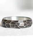 Oxidized Rock Facet Half Round Band Andrea Bonelli Jewelry 