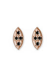 Marquise Black Diamond Leaf Studs Andrea Bonelli Jewelry 14k Rose Gold