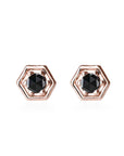 Hexagon Black Diamond Studs Andrea Bonelli Jewelry 14k Rose Gold