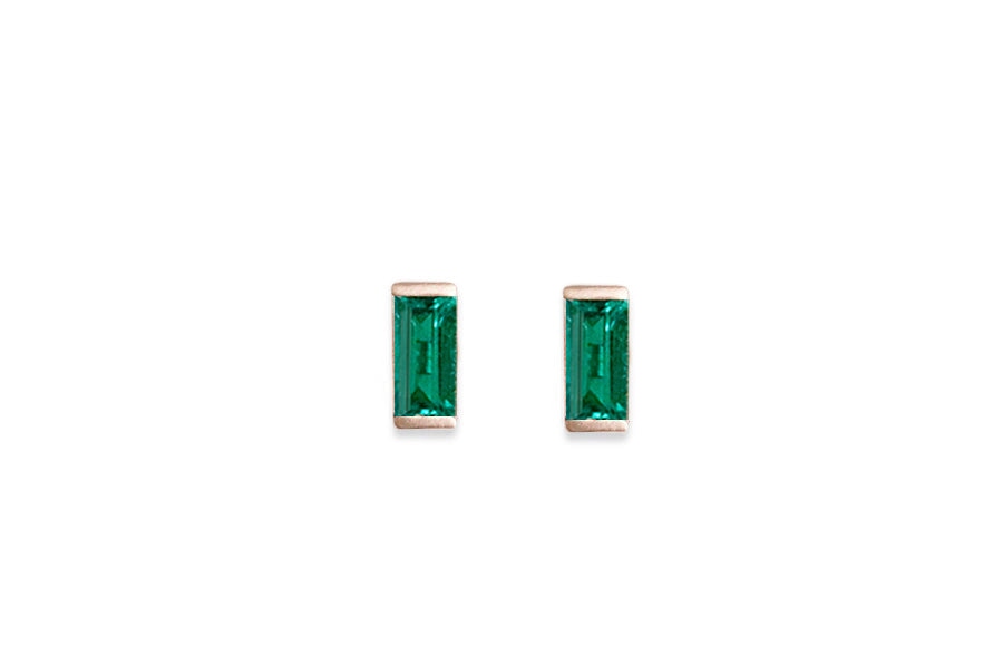 Linea Emerald Studs Andrea Bonelli Jewelry 14k Rose Gold