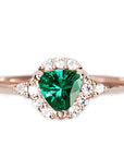 Isobel Halo Lab Emerald Ring Andrea Bonelli Jewelry 14k Rose Gold