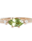 Trine Peridot + Diamond Ring Andrea Bonelli 14k Rose Gold