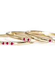 Slim Stacking Ruby Ring Set Andrea Bonelli 14k Yellow Gold