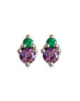 Jumelle Amethyst + Emerald Studs Andrea Bonelli Jewelry Sterling Silver