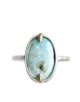 Silver + 14k Oval Larimar Ring Andrea Bonelli Jewelry Sterling Silver + 14k Gold