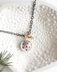 Silver Ruby + Diamond Pebble Necklace Andrea Bonelli Sterling Silver + 14k Gold