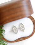 Silver Marquise Diamond Leaf Studs Andrea Bonelli Jewelry