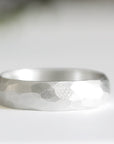 Silver Rustic Faceted Half Round Band Andrea Bonelli Jewelry