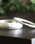 Silver Rustic Faceted Half Round Band Andrea Bonelli Jewelry