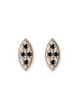 Marquise Black Diamond Leaf Studs Andrea Bonelli Jewelry 14k White Gold