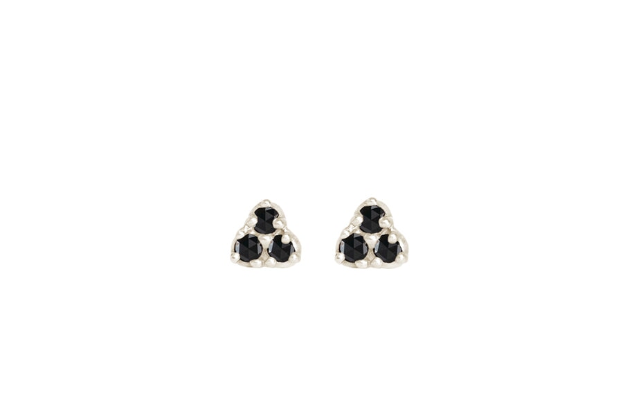rose stud earrings seeds Seedling Rose Cut Black Diamond Studs 14k White Gold / Polished