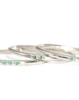Slim Stacking Emerald Ring Set Andrea Bonelli 14k White Gold
