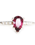 Tryst Garnet + Diamond Ring Andrea Bonelli Jewelry 14k White Gold