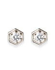 Hexagon Diamond Studs Andrea Bonelli Jewelry 14k White Gold