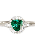 Isobel Halo Lab Emerald Ring Andrea Bonelli Jewelry 14k White Gold