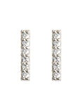 Silver Pave Bar Studs - 6 Stone Andrea Bonelli Jewelry Sterling Silver