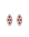 Marquise Ruby Leaf Studs Andrea Bonelli Jewelry 14k White Gold