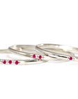 Slim Stacking Ruby Ring Set Andrea Bonelli 14k White Gold