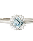 Tavi Halo Aquamarine Ring Andrea Bonelli Jewelry 14k White Gold