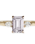 Marina Amethyst + Diamond Ring Andrea Bonelli 14k Yellow Gold