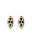 RTS Black Diamond Marquise Leaf Studs Andrea Bonelli Jewelry 14k Yellow Gold