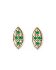 Marquise Emerald Leaf Studs Andrea Bonelli Jewelry 14k Yellow Gold