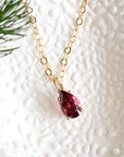 Garnet Solitaire Necklace Andrea Bonelli Jewelry