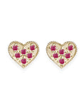 Heart Ruby Studs Andrea Bonelli Jewelry 14k Yellow Gold