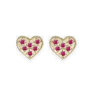 Heart Ruby Studs Andrea Bonelli Jewelry 14k Yellow Gold