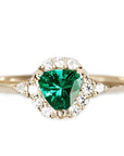 Isobel Halo Lab Emerald Ring Andrea Bonelli Jewelry 14k Yellow Gold