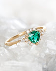 Isobel Halo Lab Emerald Ring Andrea Bonelli Jewelry
