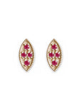 Marquise Ruby Leaf Studs Andrea Bonelli Jewelry 14k Yellow Gold