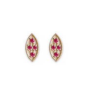 Marquise Ruby Leaf Studs Andrea Bonelli Jewelry 14k Yellow Gold