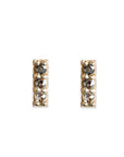 Pave Salt and Pepper Diamond Bar Studs Andrea Bonelli Jewelry 14k Yellow Gold