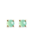 Chrysoprase Cabochon Studs Andrea Bonelli Jewelry 14k Yellow Gold