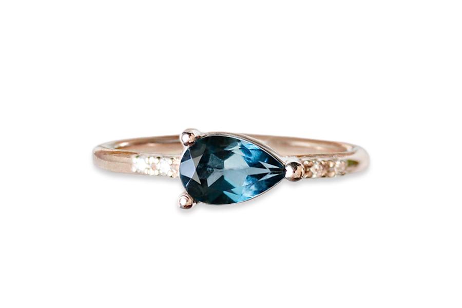 Lilia Topaz + Diamond Ring Andrea Bonelli Jewelry 14k Rose Gold