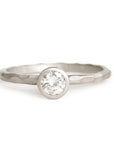 Hera Carved Moissanite Ring .25ct Andrea Bonelli 14k White Gold