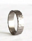 Silver Rustic Carved Band 6mm Andrea Bonelli Jewelry