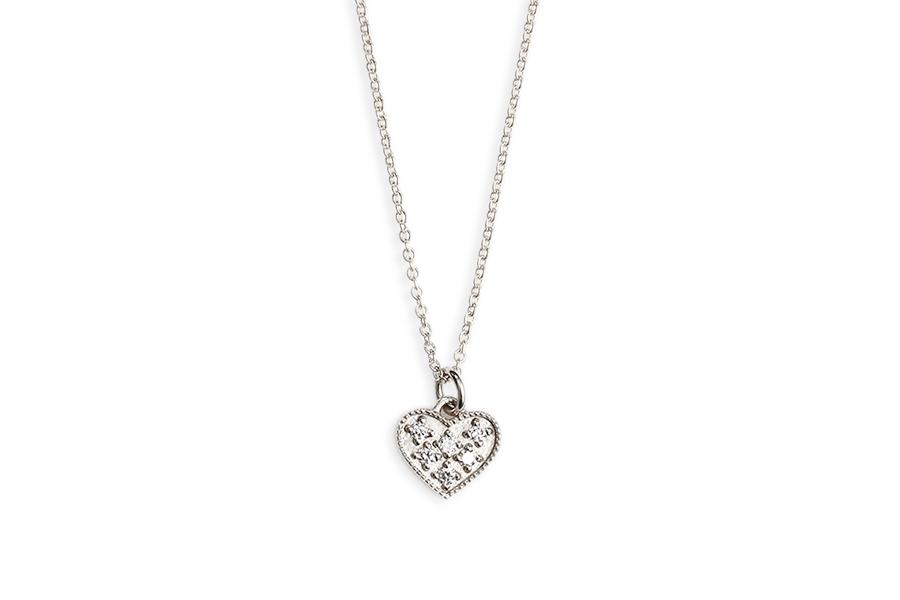 Petite Diamond Heart Charm Andrea Bonelli 14k White Gold